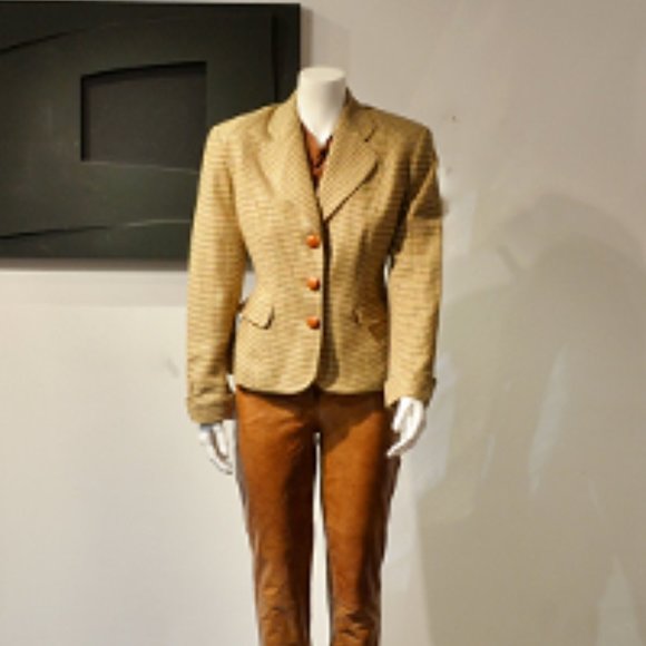 Mini Houndstooth Wool Button Front Jacket - Picture 4 of 9